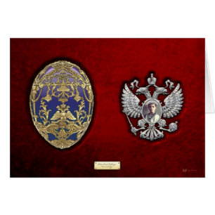 Faberge Tsarevich ägg med överrrakning på röd Hälsningskort