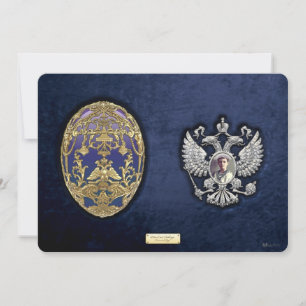 Faberge Tsarevich Egg with Surprise on Blue Velvet