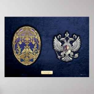 Faberge Tsarevich Egg with Surprise on Blue Velvet Poster