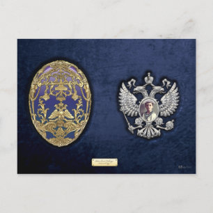 Faberge Tsarevich Egg with Surprise on Blue Velvet Vykort