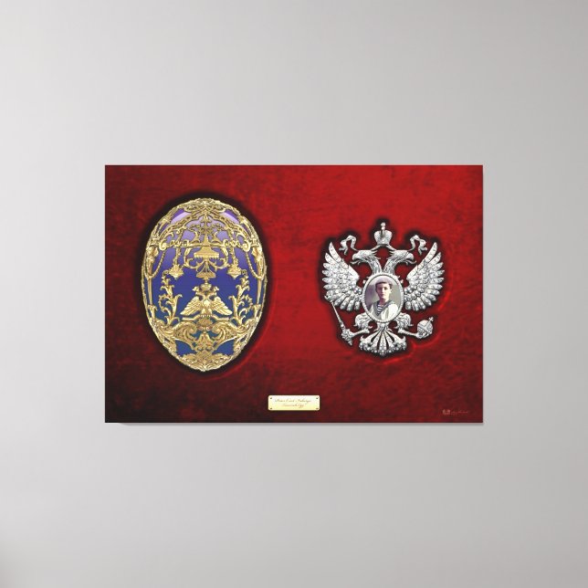 Faberge Tsarevich Egg with Surprise on Red Velvet Canvastryck (Framsida)