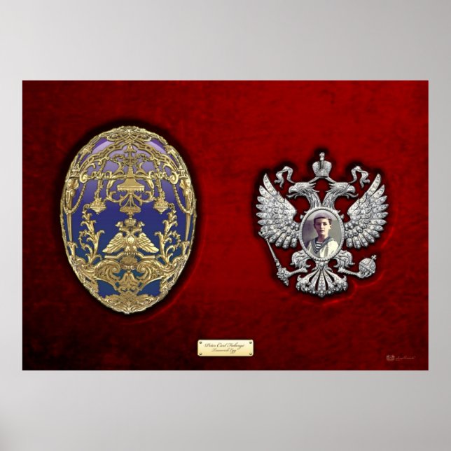 Faberge Tsarevich Egg with Surprise on Red Velvet Poster (Framsidan)