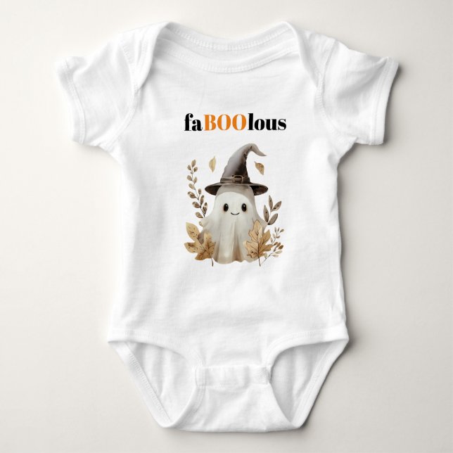 FaBOOlous Barn Halloween Cute Ghost Witch T Shirt (Framsida)