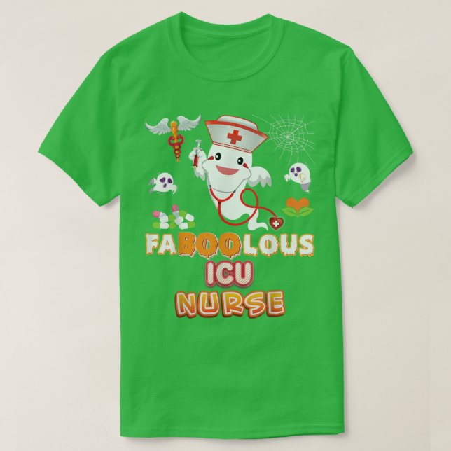 Faboolous ICU Nurse Fabulous Halloween Ghost Pumpk T Shirt (Design framsida)