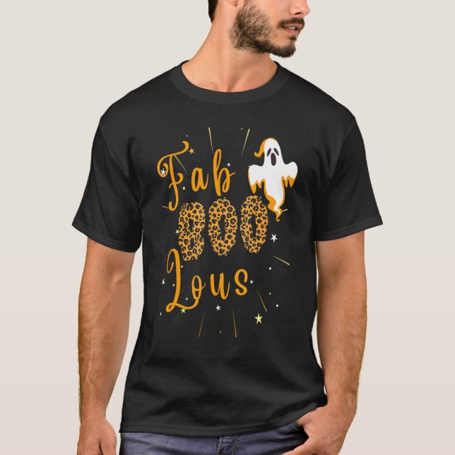 Faboolous Leopard Fabulous Boos Autumn Pumpkin Hal T Shirt (Framsida)