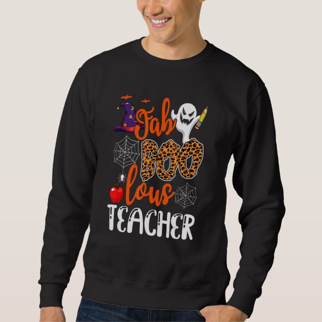 Faboolous Teacher School Spooky Ghost Teaching Hal Lång Ärmad Tröja (Framsida)