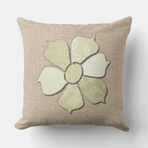 Fabric Applique Flower Collage Kudde
