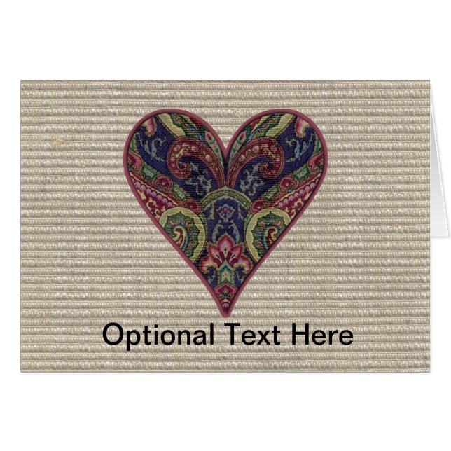Fabric Applique Heart Collage OBS Kort (Framsidan Horizontal)