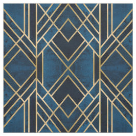 Fabric - Art Deco Blue & Guld speglad Tyg