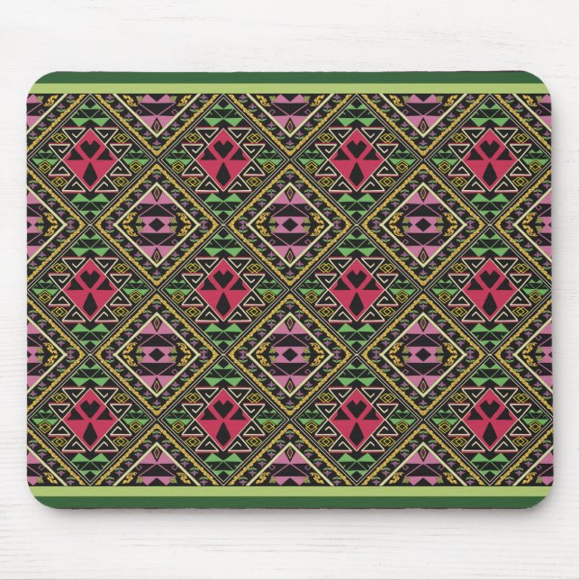 Fabric Art för Rosa och Grönt Abstrakt Musmatta (Framsidan)