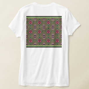 Fabric Art för Rosa och Grönt Abstrakt T Shirt