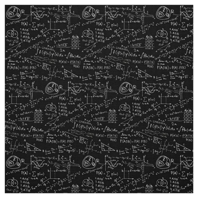 Fabric - Black and White Math-formel Tyg (Provkarta)