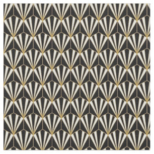 Fabric - Black White Guld Art Deco Tyg