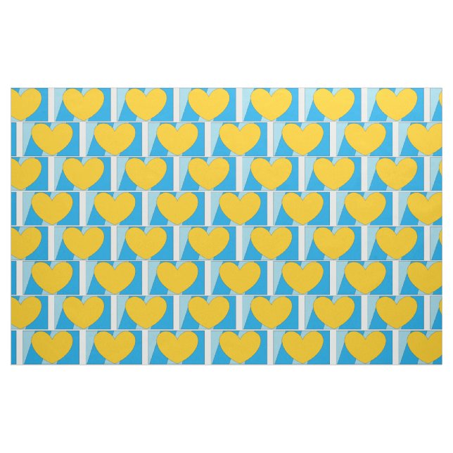 Fabric, blått med gult hjärta tyg (Fat Quarter)