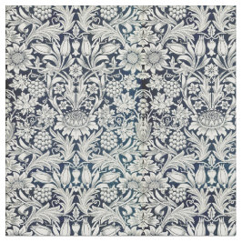 Fabric- Blue and White Art nouveau Mönster Tyg