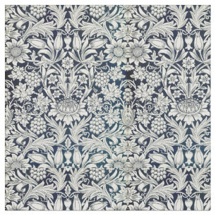 Fabric- Blue and White Art nouveau Mönster Tyg