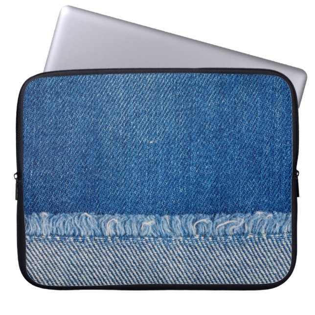 Fabric Blue Jeans Background, Denim struktur Laptop Fodral (Framsidan)