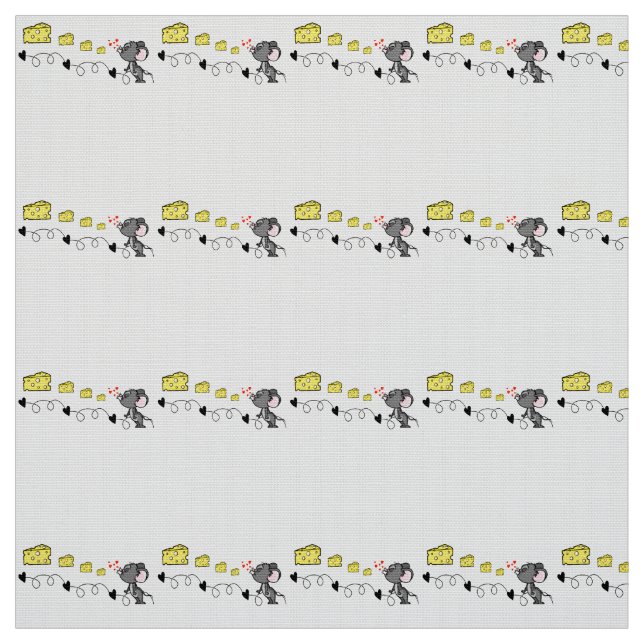 Fabric Cheesy Mousey Red Hearts Kisses Tyg (Provkarta)