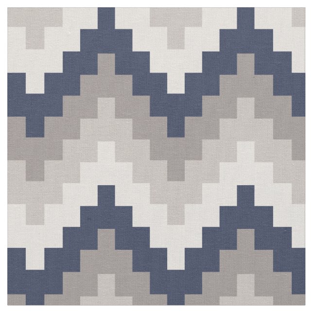 Fabric Chevron Geométrico Pattern Azul y Gray Tyg (Närbild)