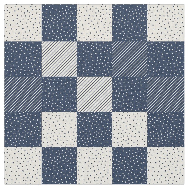 Fabric - Crazy Buffalo Checka in Blue and Cream Tyg (Närbild)