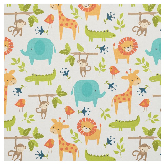 Fabric Cute Jungle Animals Tyg (Provkarta)