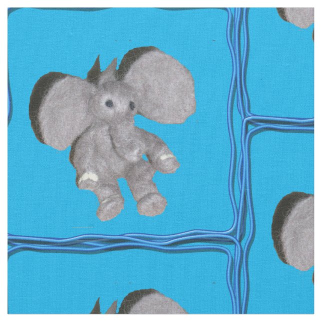Fabric - Elephant i Ram Tyg (Närbild)
