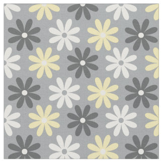 Fabric Floral Group Pattern Amarillo y Gris Tyg
