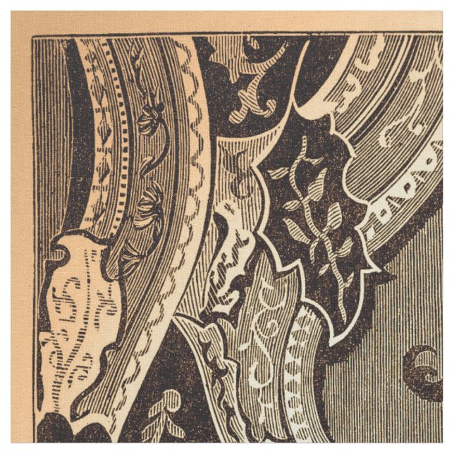 Fabric för Ornate Victorian Blommigt Tyg (Närbild)