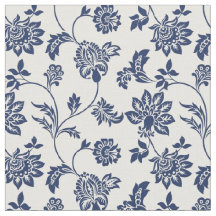 Fabric - Fransk Blommigt blue and White