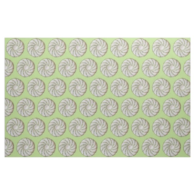 Fabric - Grönt Spiral på White Crochet Tyg (Fat Quarter)