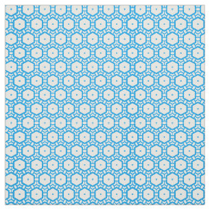 Fabric - Hexagon Mönster uin Blue and White Tyg