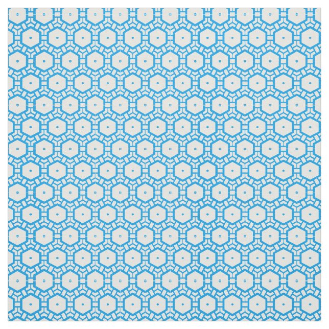 Fabric - Hexagon Mönster uin Blue and White Tyg (Provkarta)