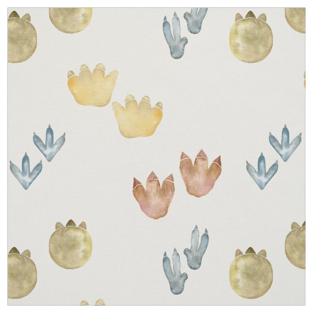 Fabric med dinosaur tass avtryck tyg (Provkarta)