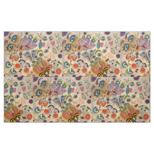 Fabric med Whimsical Ansikte Tyg