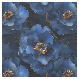 Fabric Midnight Blue Bläck Flowers Fabric Tyg