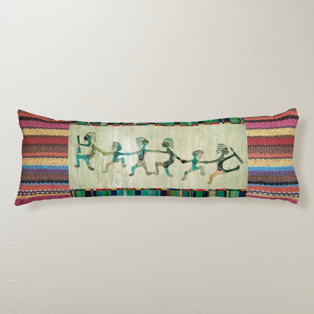 Fabric Rand Mönster färgad I + KOKOPELLI Kroppskudde (Framsidan)