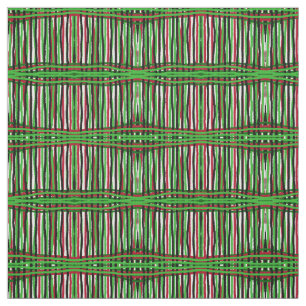 Fabric - Red/Grönt/Black/White Weave Tyg
