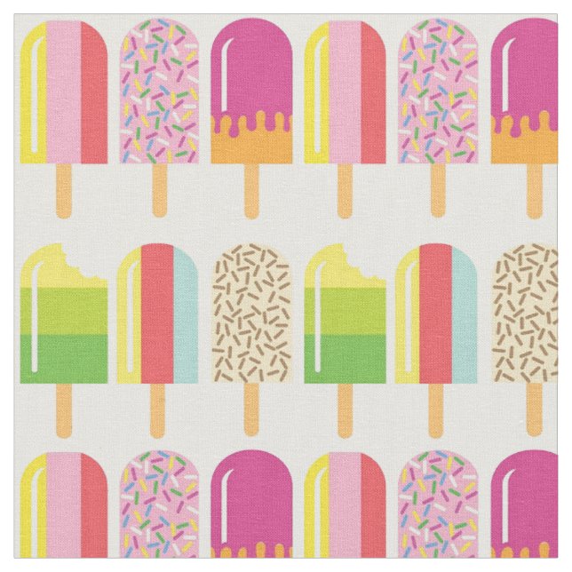 Fabric - Rosa, Grönt och Gult Ice Lollies Tyg (Närbild)