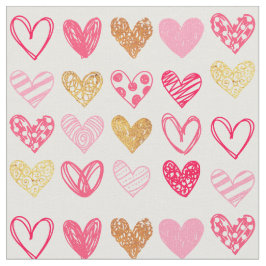 Fabric - Rosa och Guld Kärlek Hearts Tyg