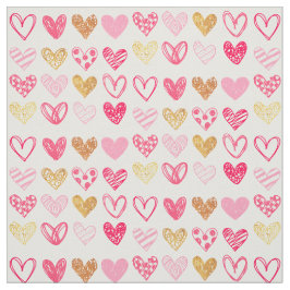 Fabric - Rosa och Guld Kärlek Hearts Tyg