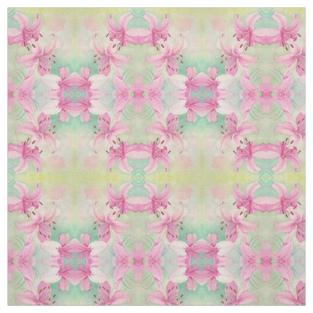 Fabric - Rosa Watercolor Lilies Tyg (Provkarta)