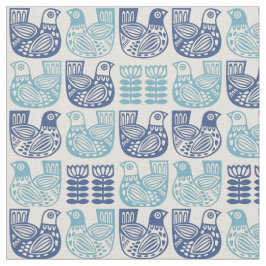 Fabric - Scandinavian Folk Art Flowers Birds Tyg