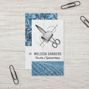 Fabric Scissors Thimble och Nål Visitkort