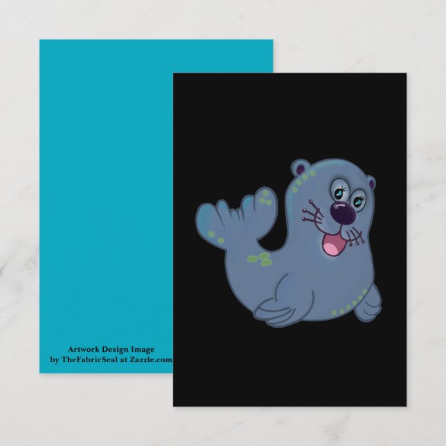 Fabric Seal at Zazzle Mascot Logotyp Character Kort (Fram/baksida)