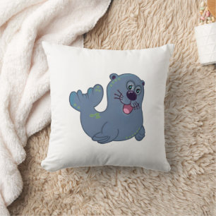 Fabric Seal at Zazzle Mascot Logotyp Character Kudde