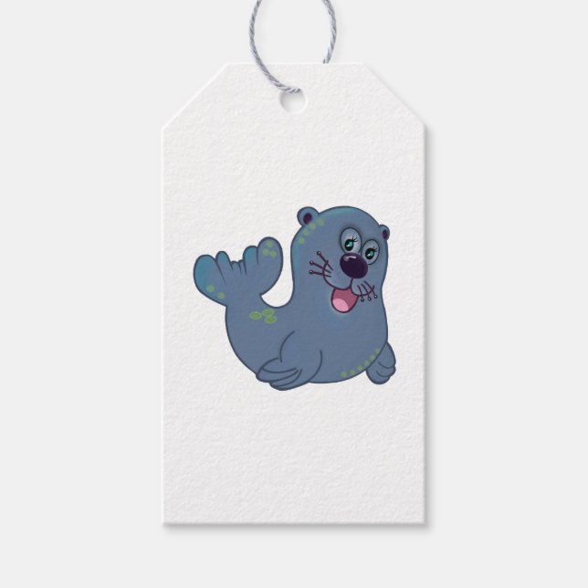 Fabric Seal at Zazzle Mascot Logotyp Character Presentetikett (Framsidan)