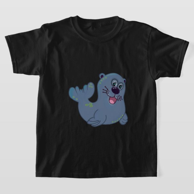 Fabric Seal at Zazzle Mascot Logotyp Character T Shirt (Laydown)