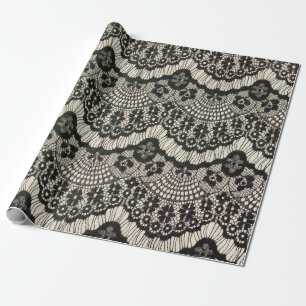 Fabric snöre öppning. Fabric snöre blommigt ornam Presentpapper