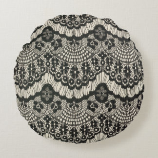 Fabric Snöre Ornament på White. Rund Kudde