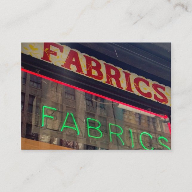 Fabric Store Neon Sign Costume Mode Designer Visitkort (Framsida)